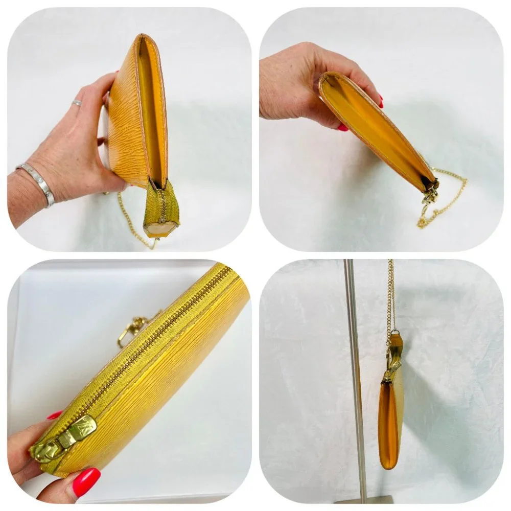 Auc Louis Vuitton vintage Yellow Epi Leather Pochette Clutch Bag
